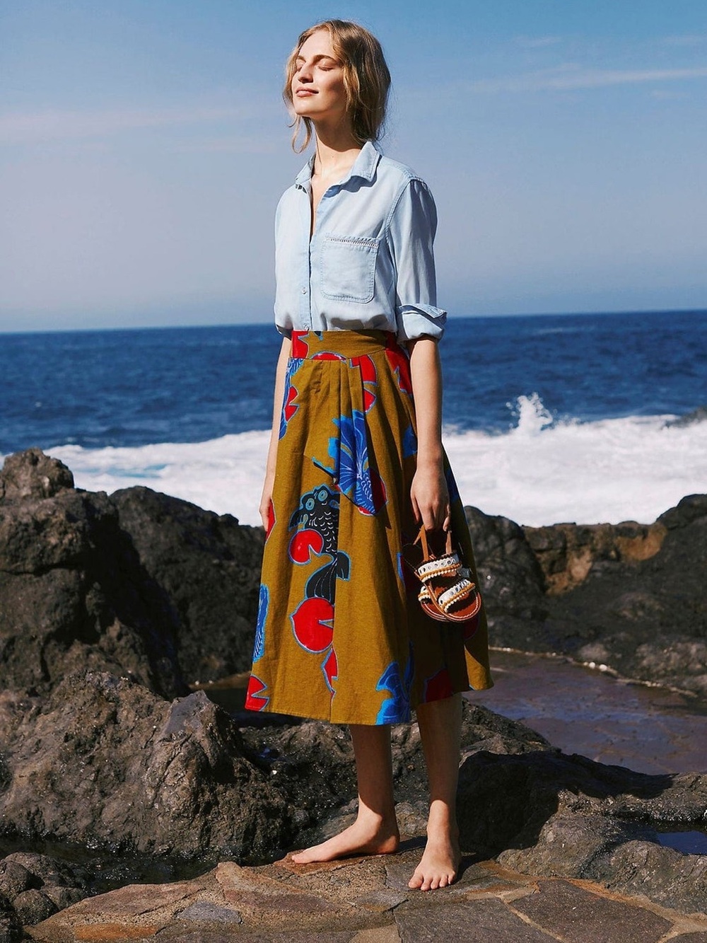 Anthropologie Betta A-Line Midi Skirt by Eva Franco